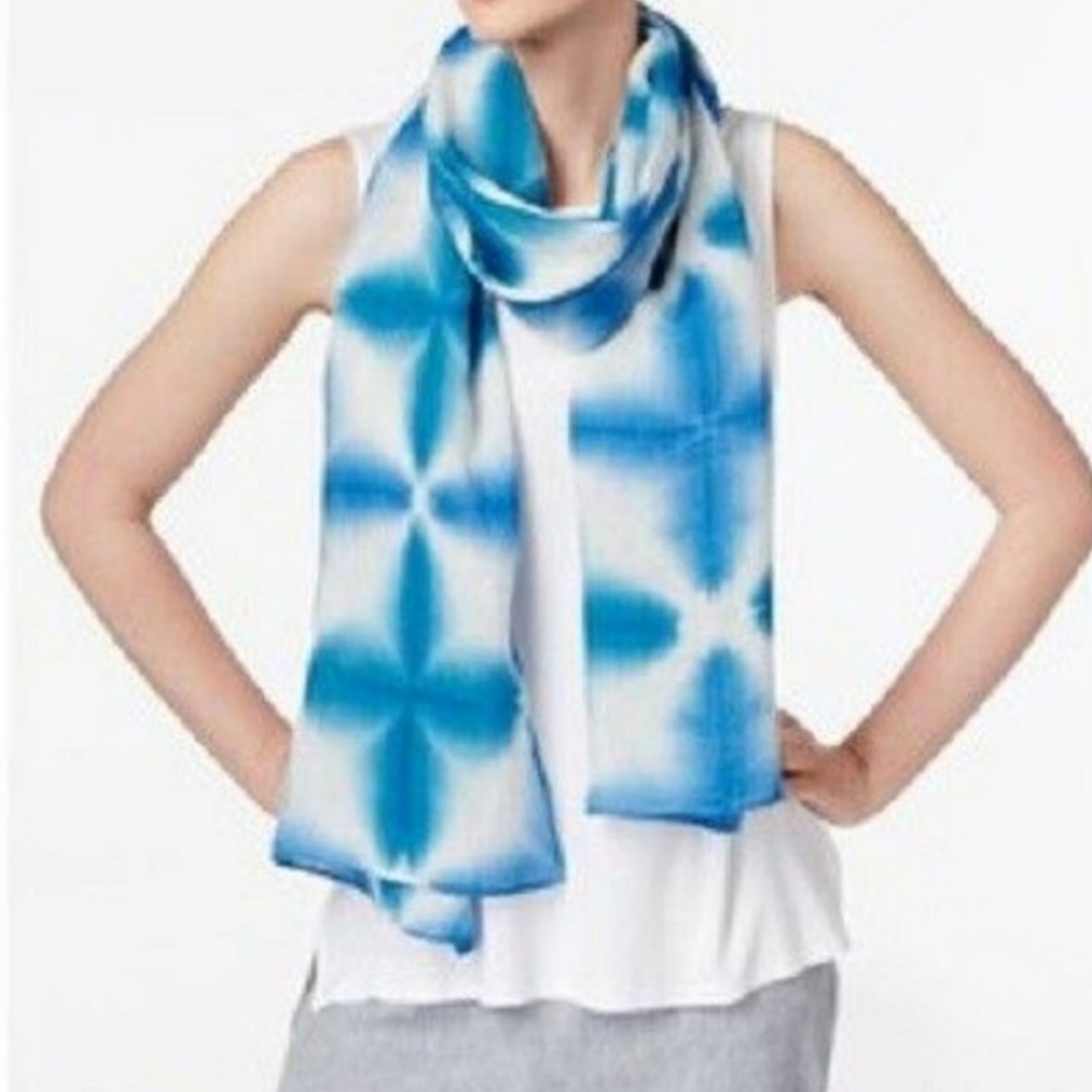 Eileen Fisher Hand Dyed Shibori Linen Scarf